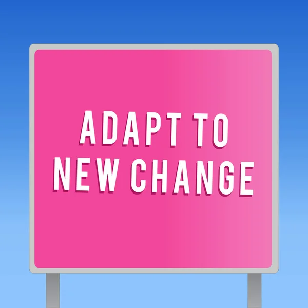 Signe texte montrant Adapter au nouveau changement. Photo conceptuelle S'habituer aux dernières idées et innovations comportementales — Photo