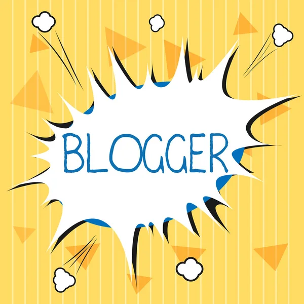 Texto de escritura Blogger. Concepto que significa Persona que escribe regularmente material para un blog —  Fotos de Stock