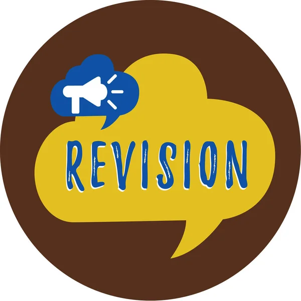 Handwriting text writing Revision. Concept meaning revised edition or form something action of revising correction