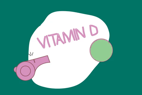 Writing Obs visar Vitamin D. Business foto skylta näringsämne som är ansvarig för att öka absorptionen i tarmen — Stockfoto
