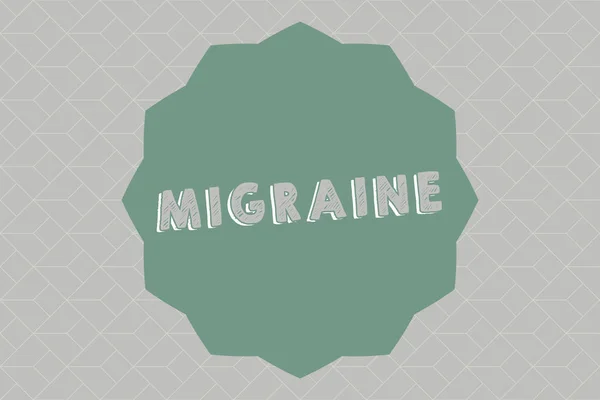 Signe texte montrant Migraine. Céphalée lancinante photo récurrente conceptuelle qui affecte un côté de la tête — Photo