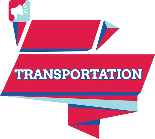 Text sign showing Transportation. Conceptual photo Means of transporting showing and goods System of vehicles — Stock Photo, Image