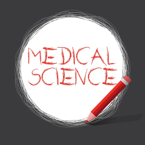 Writing note showing Medical Science. Business photo showcasing study of the diagnosis, treatment, and prevention of disease — Stock Photo, Image