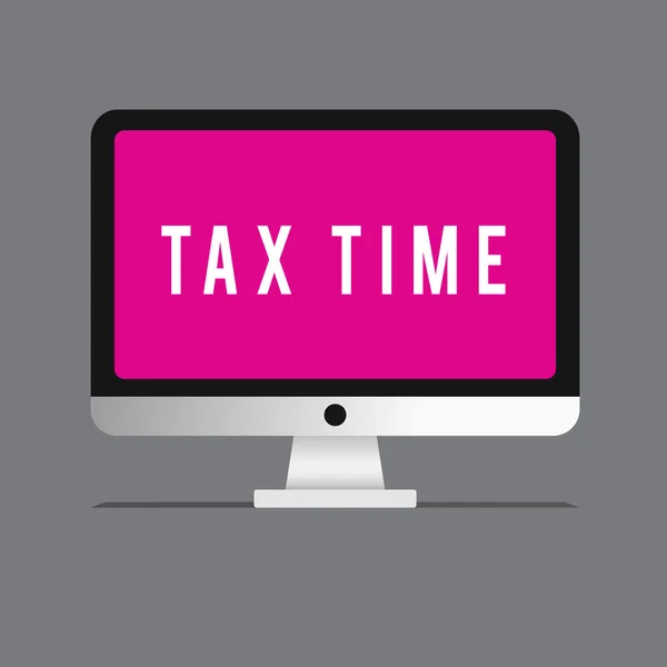Vergi zamanı gösteren Not yazma. İşçi hükümeti iş fotoğraf vitrine zorunlu katkı devlet gelir vergileri — Stok fotoğraf