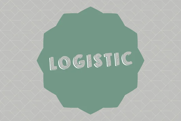 Szöveg jel mutatja a logisztikai. Fogalmi fényképrendszerező-gondos tervezés-végrehajtás bonyolult tevékenységének — Stock Fotó