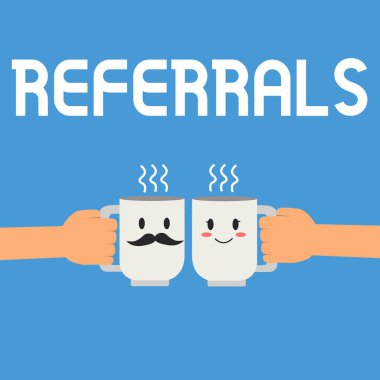 Writing note showing Referrals. Business photo showcasing Act of referring someone or something for consultation review clipart