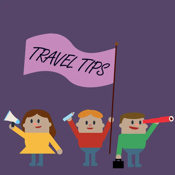 Metin seyahat ipuçları yazma kelime. İş kavramı için bir mutlu yolculuk güvenli rahat tatil için öneriler — Stok fotoğraf