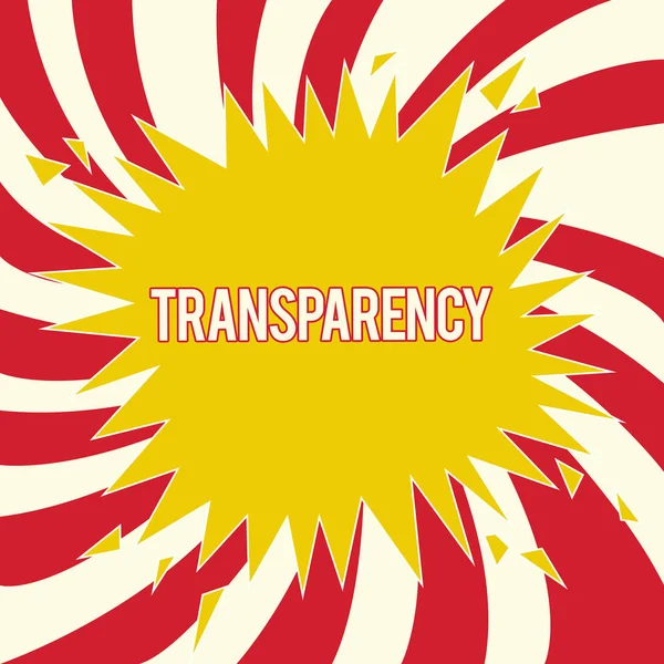 Word writing text Transparency. Business concept for Condition being transparent clear obvious evident Translucent — Stock Photo, Image