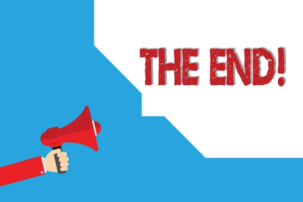 Tulisan kata The End. Konsep bisnis untuk bagian akhir dari drama hubungan aksi film Finish Conclusion — Stok Foto