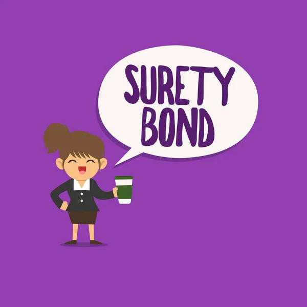 Scrittura concettuale a mano che mostra Surety Bond. Testo della foto commerciale Contratto formale legalmente applicabile tra tre parti — Foto Stock