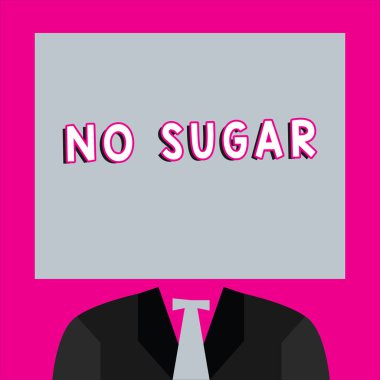 Word writing text No Sugar. Business concept for has been left behind and replaced with artificial sweetener clipart