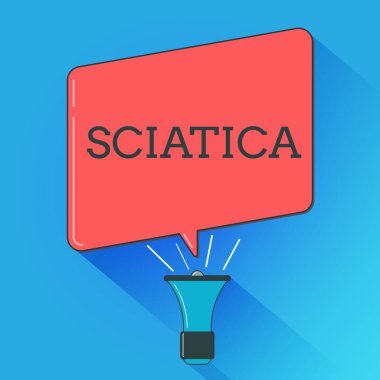 Writing note showing Sciatica. Business photo showcasing Pain caused by irritation of the sciatic nerve Medical condition clipart