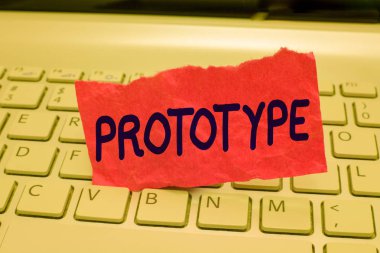 Prototip gösteren Not yazma. İş fotoğraf ön proje tasarım yorum-in aygıt araç ürün tanıtımları