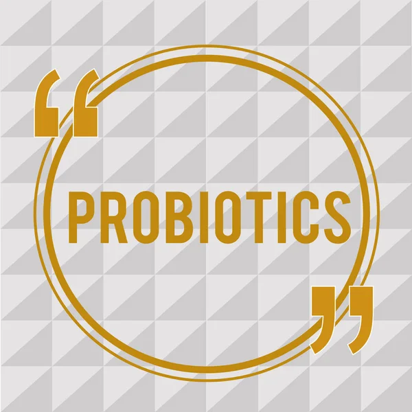 필기 텍스트 Probiotics입니다. 살아있는 박테리아를 의미 하는 개념 미생물 그 혜택에 대 한 본문에 호스팅 — 스톡 사진