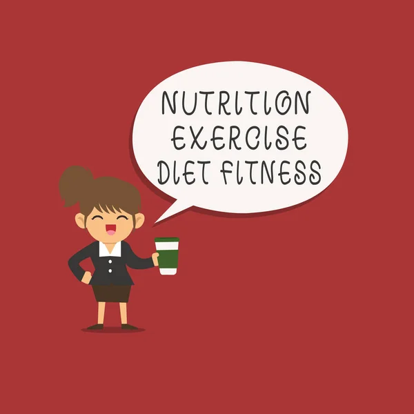 Texte d'écriture de mots Nutrition Exercice Diet Fitness. Concept d'entreprise pour un mode de vie sain Analyse de la perte de poids — Photo
