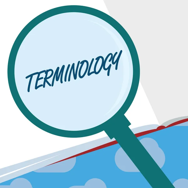 Segno di testo che mostra la terminologia. Foto concettuale Termini utilizzati con particolare applicazione tecnica negli studi — Foto Stock