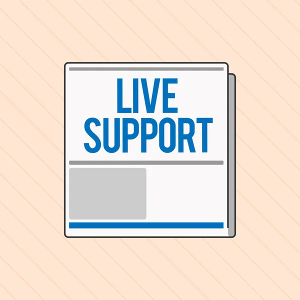 Texte d'écriture Word Live Support. Concept d'entreprise pour le service Web qui permet aux visiteurs de communiquer avec les entreprises — Photo