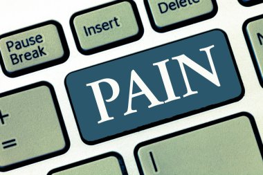 Ağrı gösterilen Not yazma. Zihinsel acı hastalığa neden son derece kötü fiziksel hissi vitrine iş fotoğraf