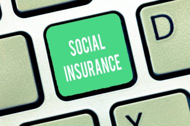 Kavramsal el sosyal sigorta gösterilen yazma. İş fotoğraf metin bireysel ekonomik tehlikelere karşı korunması