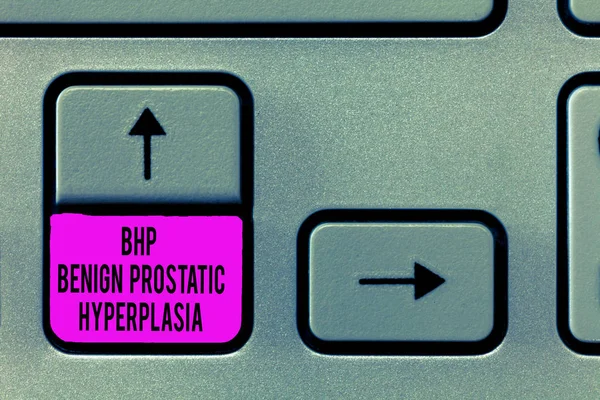 Nota de redação mostrando hiperplasia prostática benigna de Bhp. Foto de negócios mostrando alargamento da próstata não cancerosa — Fotografia de Stock