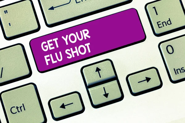 Writing note showing Get Your Flu Shot. Business photo showcasing Acquire the vaccine to protect against influenza