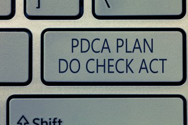 PDCA Plan yapmak kontrol hareket gösteren Not yazma. Sorunları çözme sürecinde iş fotoğraf Deming tekerlek vitrine geliştirilmiş