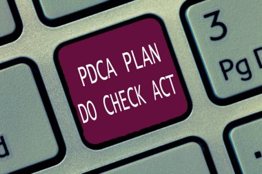 Metin PDCA Plan yapmak kontrol hareket gösteren bir işaret. Kavramsal fotoğraf Deming tekerlek sorunları çözme sürecinde geliştirilmiş