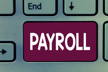 Bordro gösterilen Not yazma. İş fotoğraf vitrine toplam miktarı para şirket çalışanlarına maaş ödeme öder