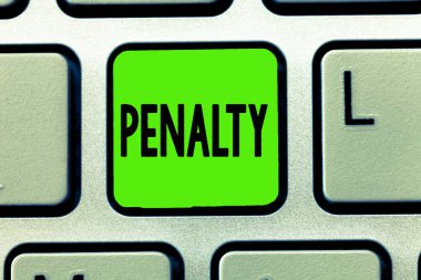 Ceza gösterilen Not yazma. İş fotoğraf ceza vitrine bir hukuk kuralı veya sözleşme spor terim kırma için dayatılan