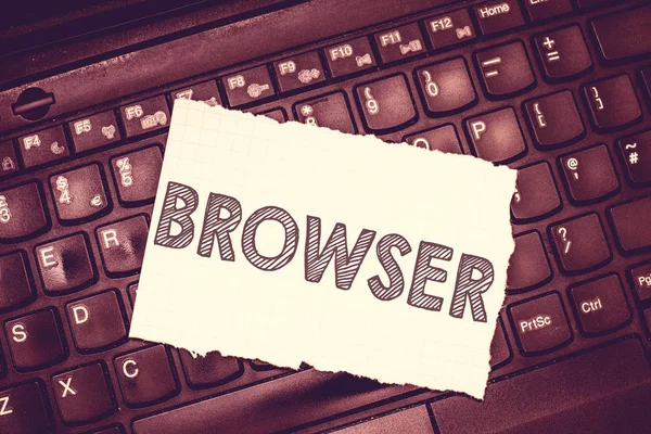 Conceptual hand writing showing Browser. Business photo text Computer program Graphical user interface Displaying HTML files — Stock Photo, Image