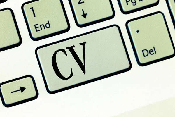 Text sign showing Cv. Conceptual photo Job seeker life experiences Education attainment skills and expertise