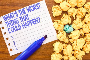 Kavramsal el ne soru en kötü şey olduğunu olabileceğini gösteren yazma. İş fotoğraf metin kariyer kaybı salgın