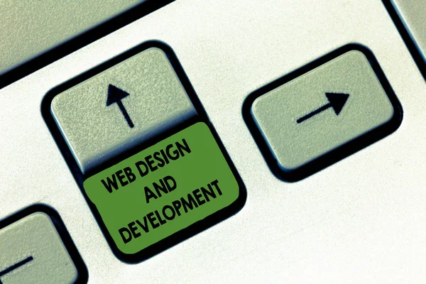 Handschrift texten schreiben web design und entwicklung. Konzept bedeutet Fertigkeiten in Produktion und Wartung von Websites — Stockfoto