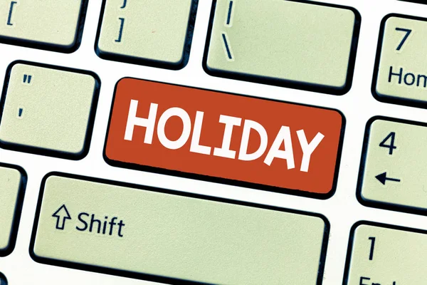 Scrittura concettuale a mano che mostra Holiday. Business photo showcase Periodo prolungato di svago Vacanze Giorni di festa — Foto Stock