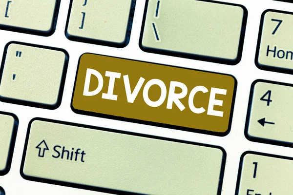 Word writing text Divorce. Business concept for Legal dissolution of marriage Separation Breakup Disagreement — Stock Photo, Image