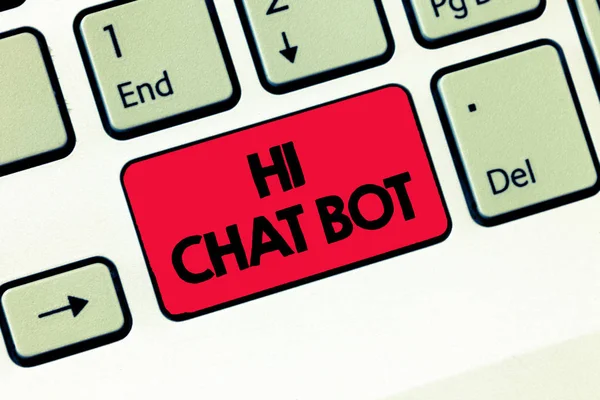 Hi Chat Bot gösterilen metin işareti. Kavramsal fotoğraf gönderilmiş bir iletiyi cevap vermeyen robot makine için tebrik — Stok fotoğraf