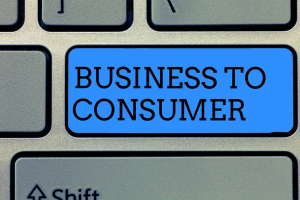 Text sign showing Business To Consumer. Conceptual photo Direct Transaction between a Company and end users