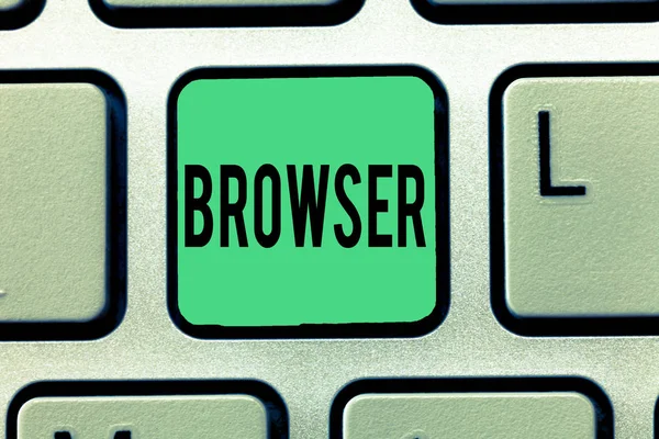 Text sign showing Browser. Conceptual photo Computer program Graphical user interface Displaying HTML files — Stock Photo, Image