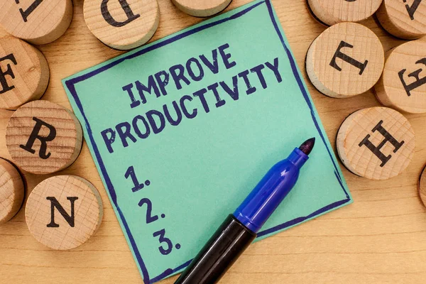 Texto para caligrafia Melhorar a produtividade. Conceito significado Melhorar a qualidade do tempo de entrada e Perforanalysisce — Fotografia de Stock