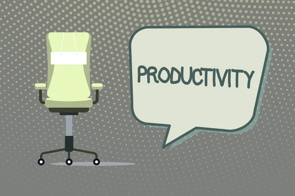 Nota de Escritura mostrando Productividad. Foto de negocios mostrando Estado o calidad de ser productivo Eficacia Éxito — Foto de Stock
