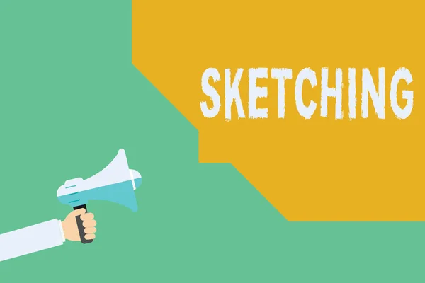 Escritura a mano conceptual que muestra Sketching. Muestra de fotos de negocios Hacer un dibujo en bruto de algo Plan de diseño Proyecto de Idea — Foto de Stock