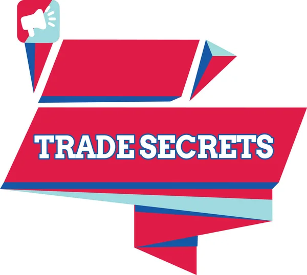 Text sign showing Trade Secrets. Conceptual photo Technique used by a company in analysisufacturing its products — Stock Photo, Image