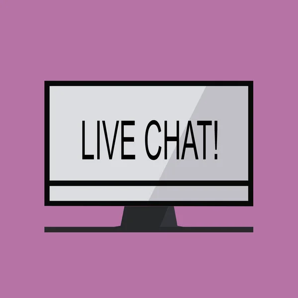 Κείμενο πινακίδα που δείχνει Live Chat. Εννοιολογική φωτογραφία συνομιλία σχετικά με το Διαδίκτυο πολυμέσων κινητής επικοινωνίας — Φωτογραφία Αρχείου