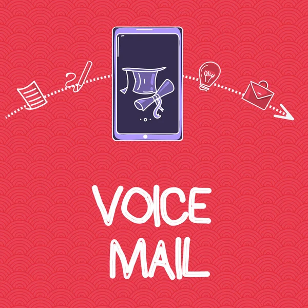 Word tekst intoetsen Voice Mail. Businessconcept voor het elektronisch systeem dat het opslaan van berichten van telefoon bellers — Stockfoto