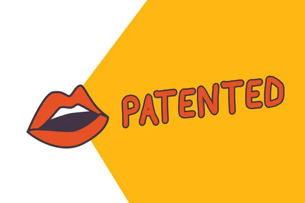 Writing Obs visar patenterat. Företag foto skylta uppfinning eller process skyddas just officiellt dokument om delegering — Stockfoto