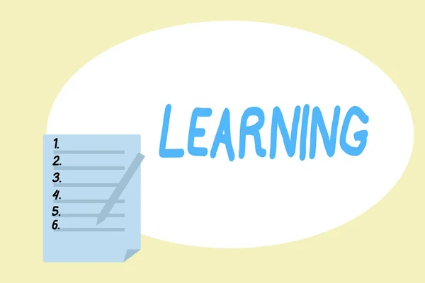 Tekst pisma ręcznego pisania uczenia się. Koncepcja znaczenie nabywania wiedzy umiejętności poprzez studia doświadczenie uczy — Zdjęcie stockowe