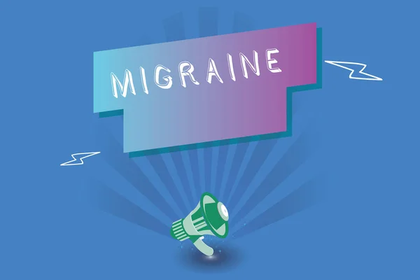 Écriture manuscrite de texte Migraine. Concept signifiant maux de tête récurrents qui affectent un côté de la tête — Photo