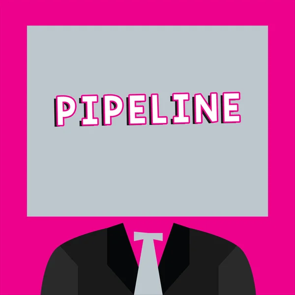 Texto de escritura de palabras Pipeline. Concepto de negocio para tuberías largas típicamente subterráneas que transportan gas petróleo largas distancias —  Fotos de Stock