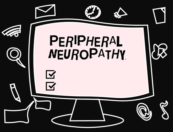 Sinal de texto mostrando Neuropatia Periférica. Foto conceitual Condição em que o sistema nervoso periférico está danificado — Fotografia de Stock