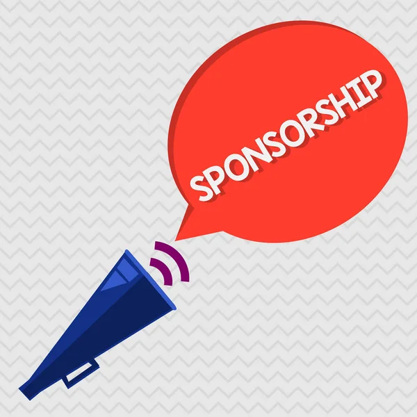 Conceptual hand writing showing Sponsorship. Business photo showcasing Position of being a sponsor Give financial support for activity — Stock Photo, Image